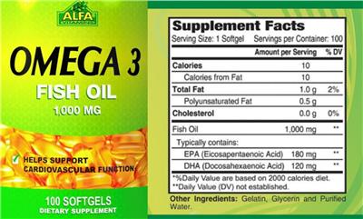 Omega-3 Fish Oil 1,000 mg label