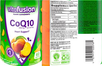CoQ10 200 mg Natural Peach Flavor label