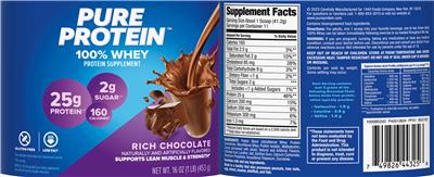 100% Whey Rich Chocolate label