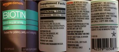Biotin 5000 mcg label