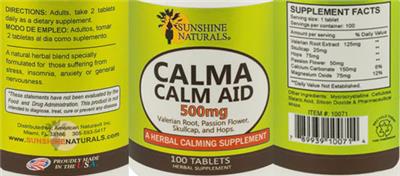 Calm Aid 500 mg label
