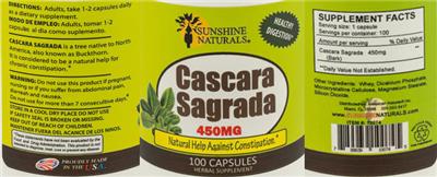 Cascara Sagrada 450 mg label