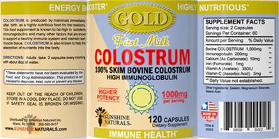 Colostrum GOLD First Milk 1000 mg label