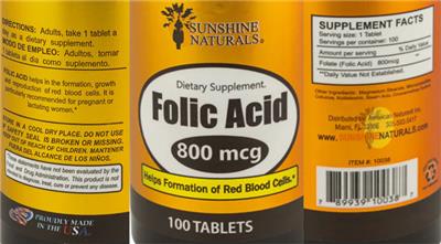 Folic Acid 800 mcg label