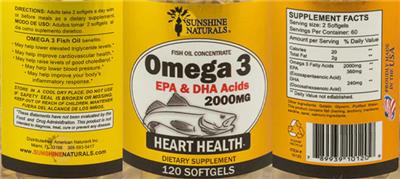 Omega-3 EPA & DHA Acids 2000 mg label