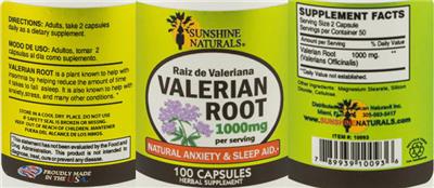 Valerian Root 1000 mg label