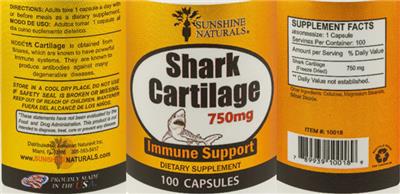 Shark Cartilage 750 mg label