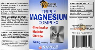Triple Magnesium Complex 300 mg label