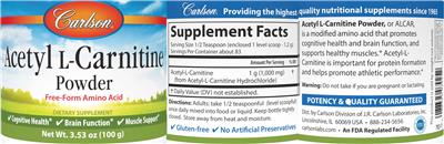 Acetyl L-Carnitine Powder label