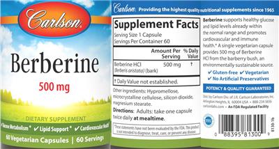 Berberine 500 mg label