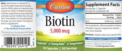 Biotin 5,000 mcg label
