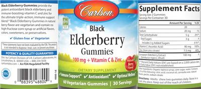 Black Elderberry Gummies 100 mg Natural Berry Flavor label