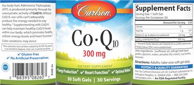 Co-Q10 300 mg label