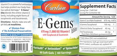 E-Gems Elite 670 mg (1,000 IU) label