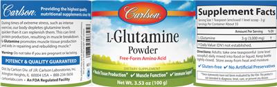 L-Glutamine Powder label