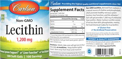 Lecithin 1,200 mg label
