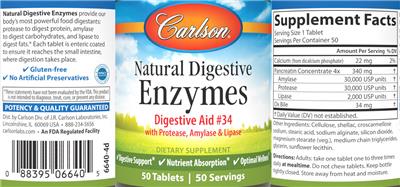 Natural Digestive Enzymes label