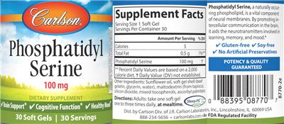 Phosphatidyl Serine 100 mg label