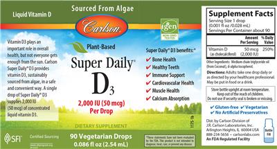 Super Daily D3 2,000 IU (50 mcg) label