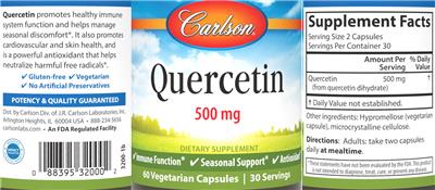 Quercetin 500 mg label