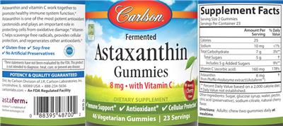 Astaxanthin Gummies 8 mg Natural Cherry Flavor label