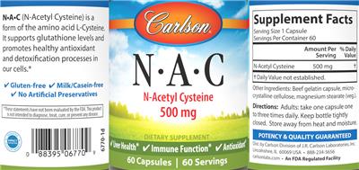 N-A-C 500 mg label