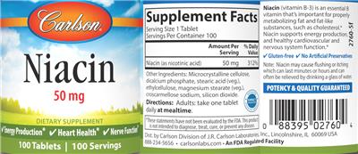Niacin 50 mg label