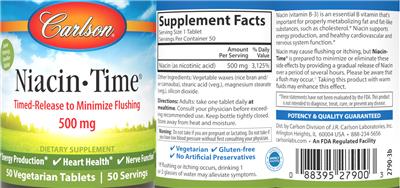 Niacin-Time 500 mg label
