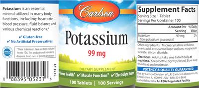 Potassium 99 mg label