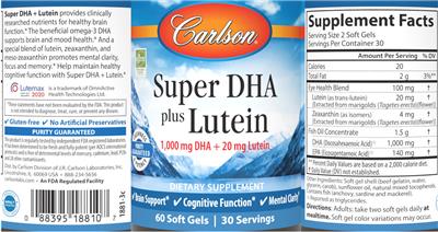 Super DHA plus Lutein label