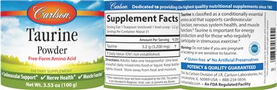 Taurine Powder label