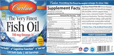 The Very Finest Fish Oil Natural Lemon Flavor label