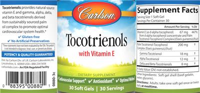 Tocotrienols label