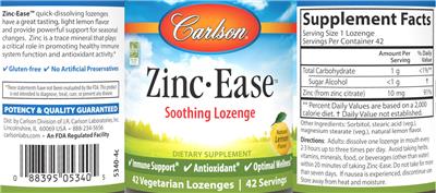Zinc-Ease Natural Lemon Flavor label