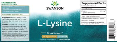 L-Lysine 500 mg label