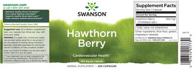 Hawthorn Berry 565 mg label