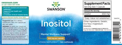 Inositol 650 mg label