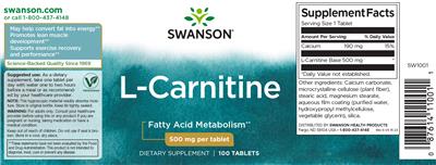 L-Carnitine 500 mg label