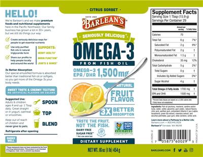 Omega-3 Citrus Sorbet label