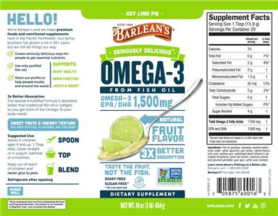 Omega-3 Key Lime Pie label