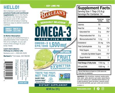 Omega-3 Key Lime Pie label