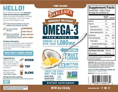 Omega-3 Pina Colada 1,080 mg label
