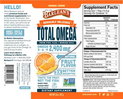 Total Omega Orange Creme label