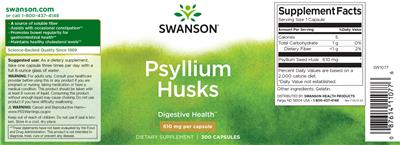 Psyllium Husks 610 mg label