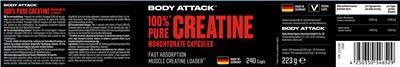 100% Pure Creatine Monohydrate Capsules label
