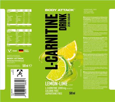 L-Carnitine Drink Zero Sugar Lemon-Lime label