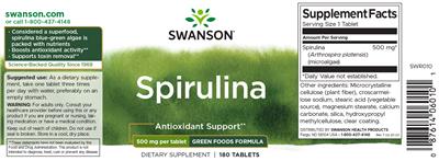 Spirulina 500 mg label