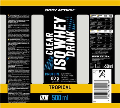 Clear Iso Whey Drink Tropical label