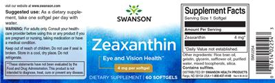 Zeaxanthin 4 mg label