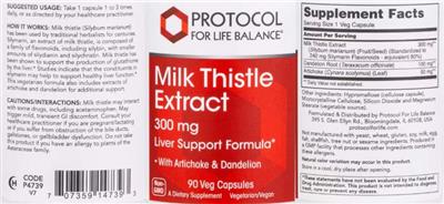 Milk Thistle Extract 300 mg label